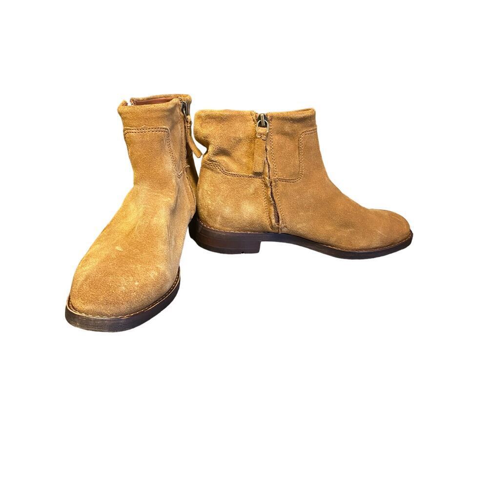 Franco Sarto Malina Brown Suede Ankle Boots Women Size 7M Round Toe Zip Closure